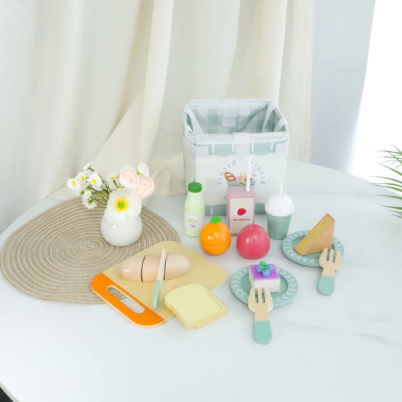 مجموعة ألعاب الأطفال لمحاكاة الأطفال ، والتعليم المبكر ، والألعاب التعليمية ، وألعاب لعب الأدوار ، والغذاء المحاكاة الخشبية #1