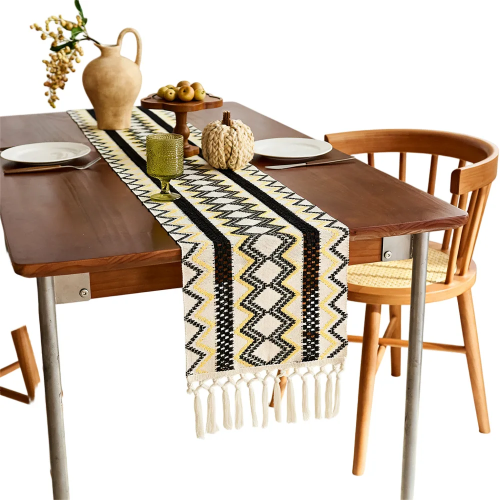 yjq table flag woven hollow fringed tablecloth ethnic style festival decoration table mat