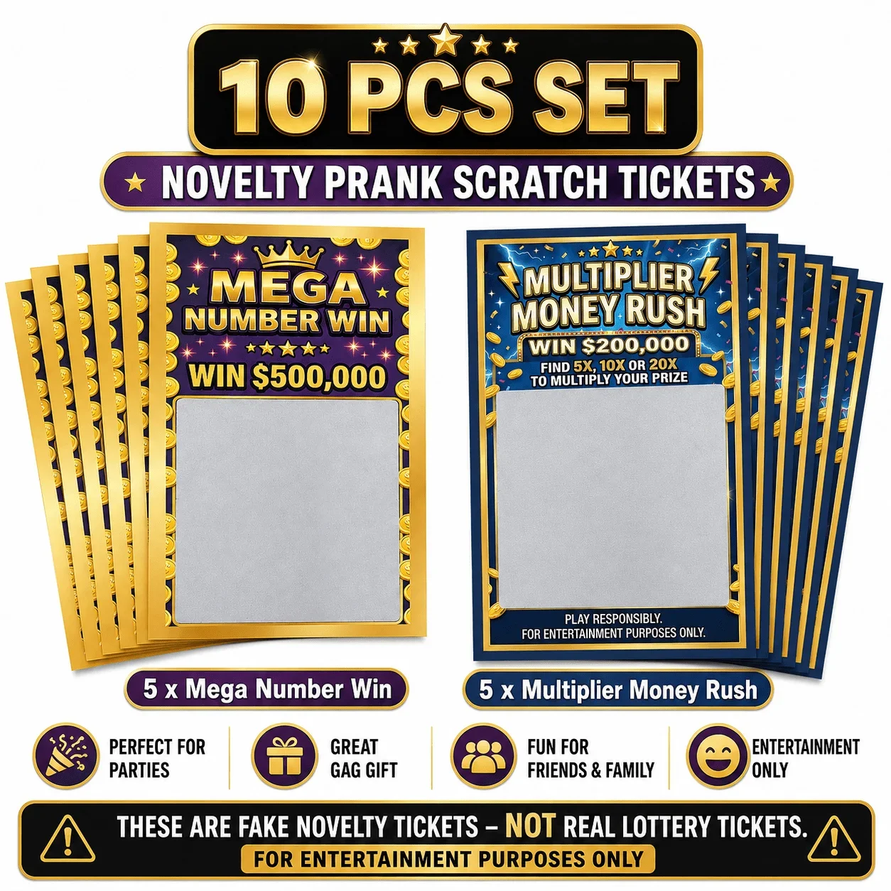 Novelty Scratch Card Game, Funny Prank Ticket for Parties, Family Gatherings and Friends, Fun Scratch-Off Entertainment Gift