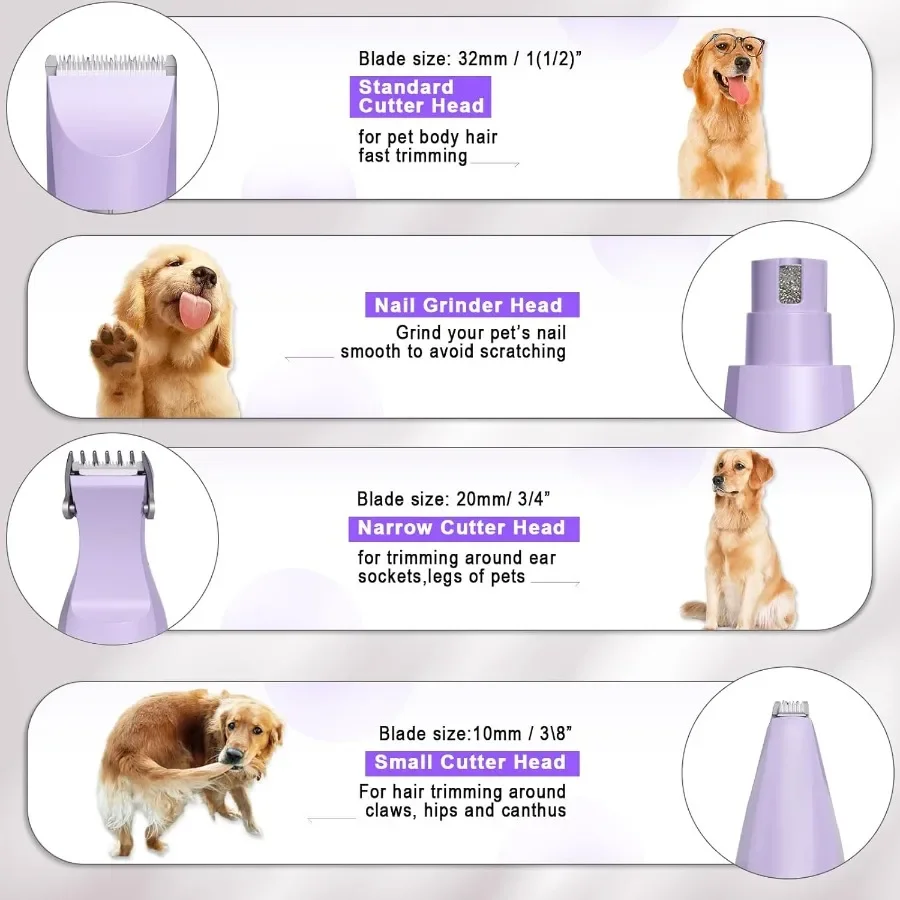 Elektrische oplaadbare hondentrimmer voor huisdieren 4-in-1 multifunctionele draadloze stille trimmer met geluidsarm scheerapparaat Ra