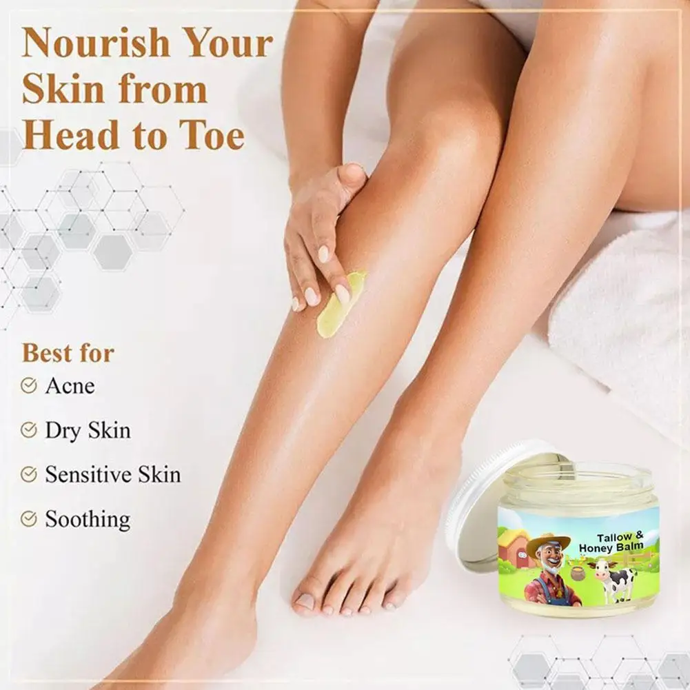 Balsamo per il viso al manzo montata Tallow e miele Idratante per la pelle Assorbimento rapido Erba Fed Crema per il viso organica con finitura erba Lozione per il corpo