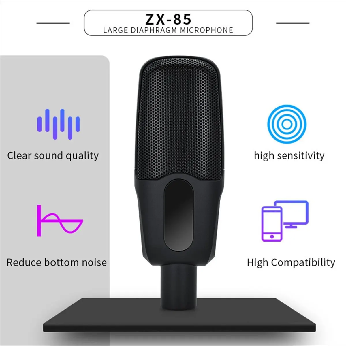 【~ New A88T】ZX85 Microphone for Vocal Studio Recording Karaoke Broadcast ASMR Gaming Microphone with Cantilever Bracket A