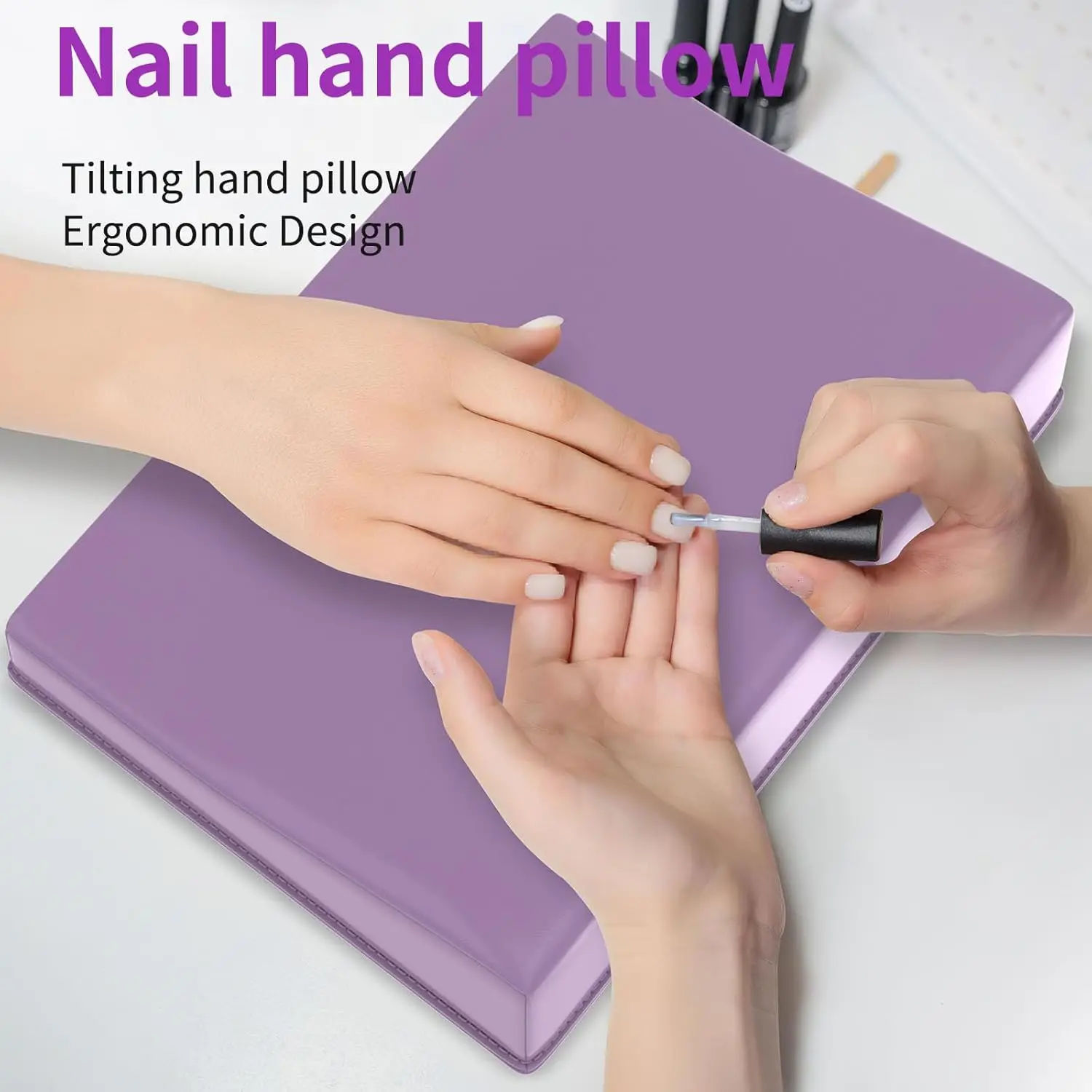 Large Nail Arm Rest for Professional Salon Soft PU Leather Manicure Hand Pillow with Elbow Room High Density Sponge Wrist Rest