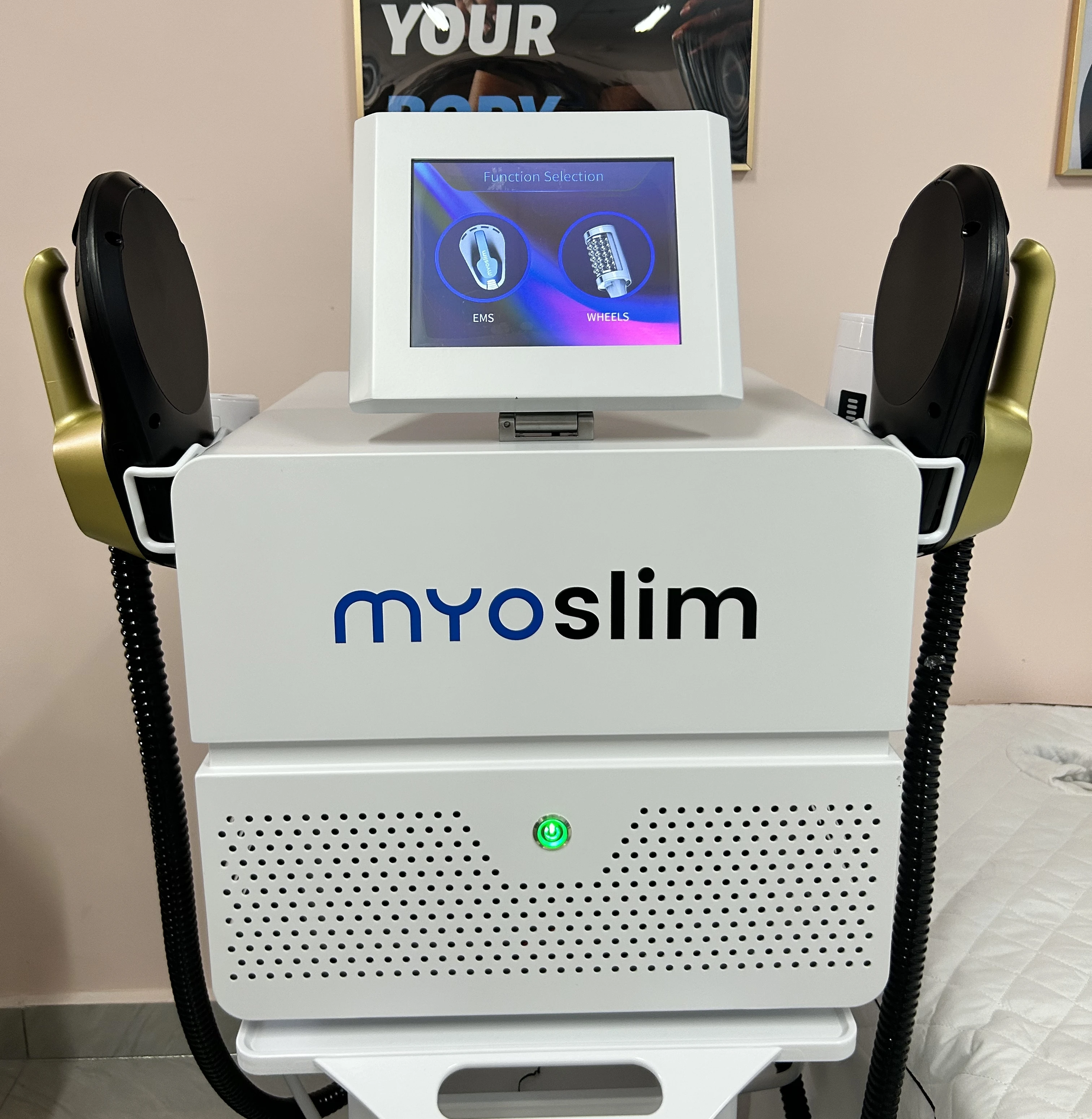Desktop 2 in 1 Electromagnetic Body Sculpting Machine MYOslim with 360° RF Roller Massage Fat Reduction Muscle Toning Salon Use