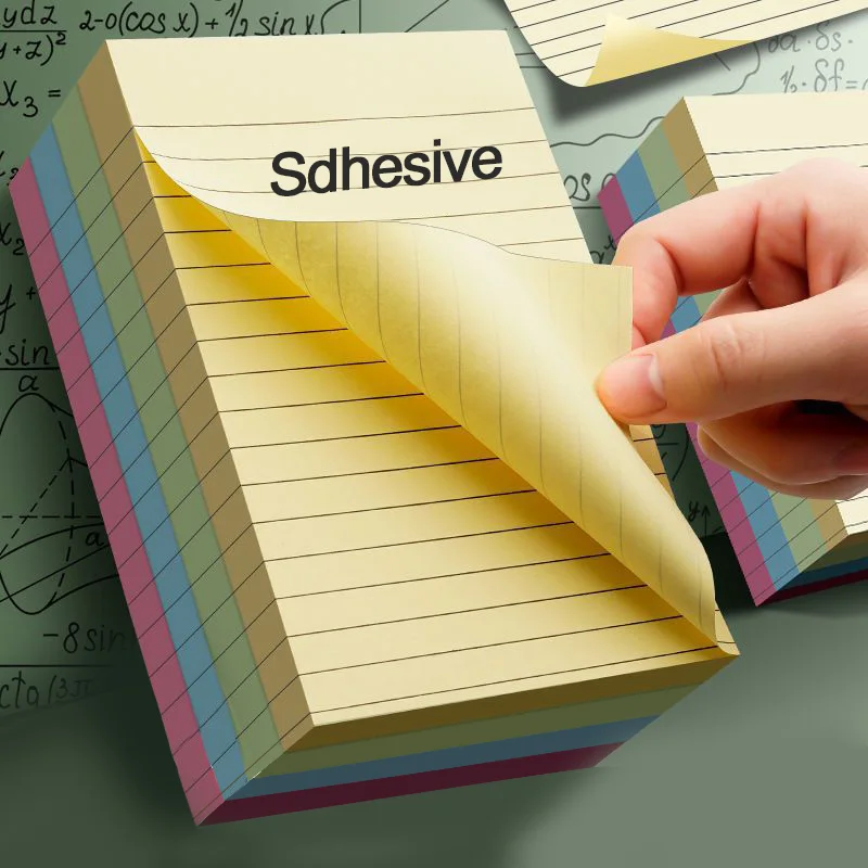 200sheets Line Sticky Notes 4 Colors Portable Student Note Marker Writing Sticky Notes Self-Adhesive Easy To Apply Notepad