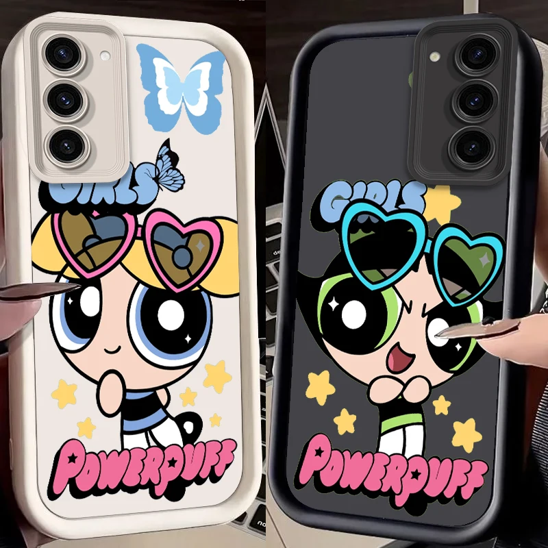 Cute P-Powerpuffs G-Girls For Samsung Note 20 S24 S23 S22 S21 S20 Ultra Plus FE A25 A23 A22 A15 A31 5G Eye Ladder Back