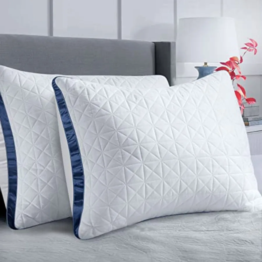 

Queen Size Pillow Set of 2 for Bed Sleeping Cooling Hotel Luxury Supportive Breathable Down Alternative Gusseted Pillows Ideal