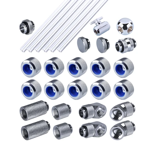 Imagen 2 del producto Azieru Kit de ajuste/Combo para OD14mm PETG, tubo duro/rígido/con interruptor, Conector de compresión de mano de refrigeración por agua de 3 vías