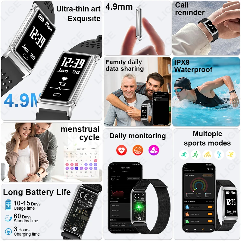 2026 New Smart Watch Women Men Heart Rate Health Monitor IPX8 Waterproof Sports Fitness Tracker Watch Pedometer Smartwatch Man