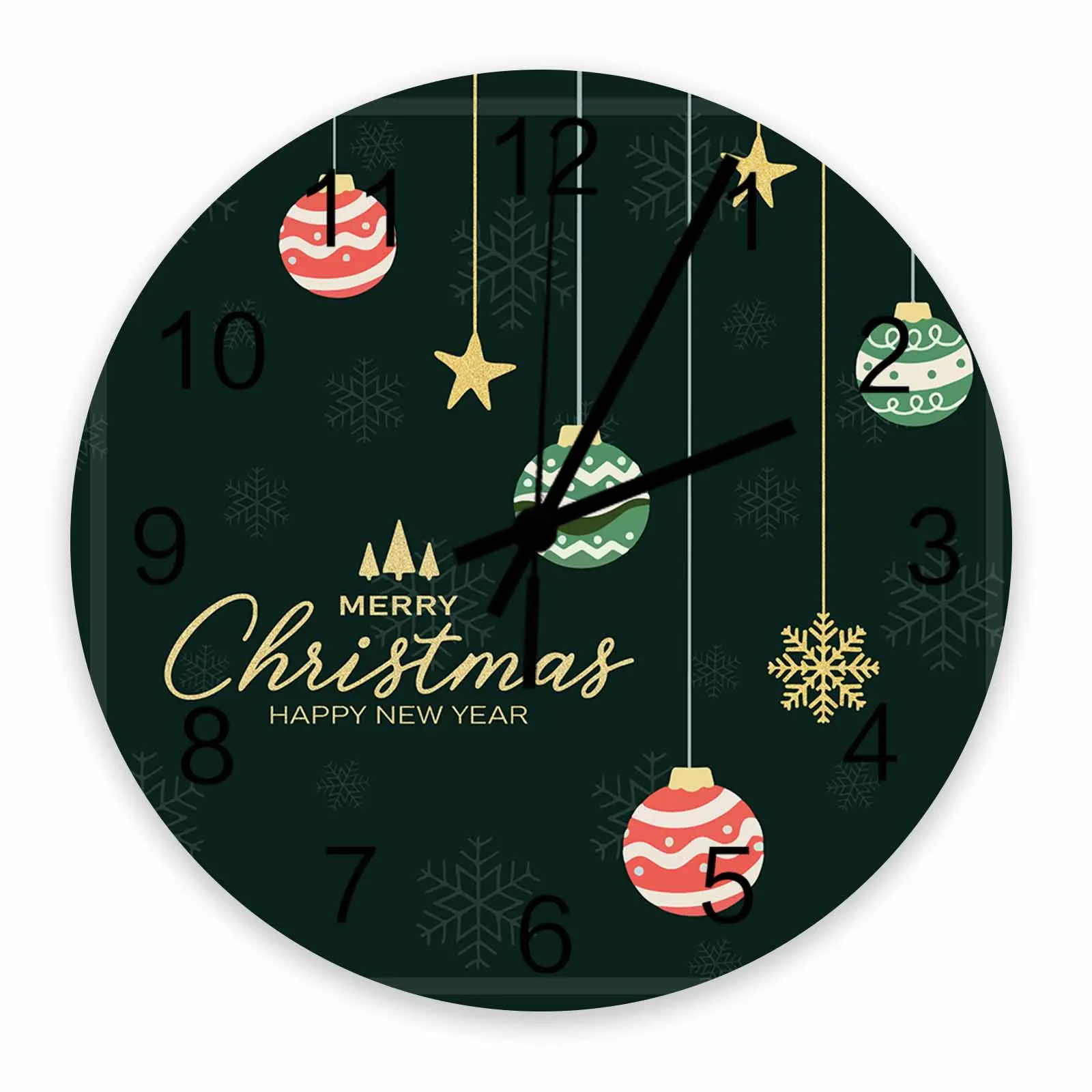 Christmas Snowflake Alphabet Wall Clock Large Modern Kitchen Dinning Round Wall Clocks Bedroom Silent Hanging Watc