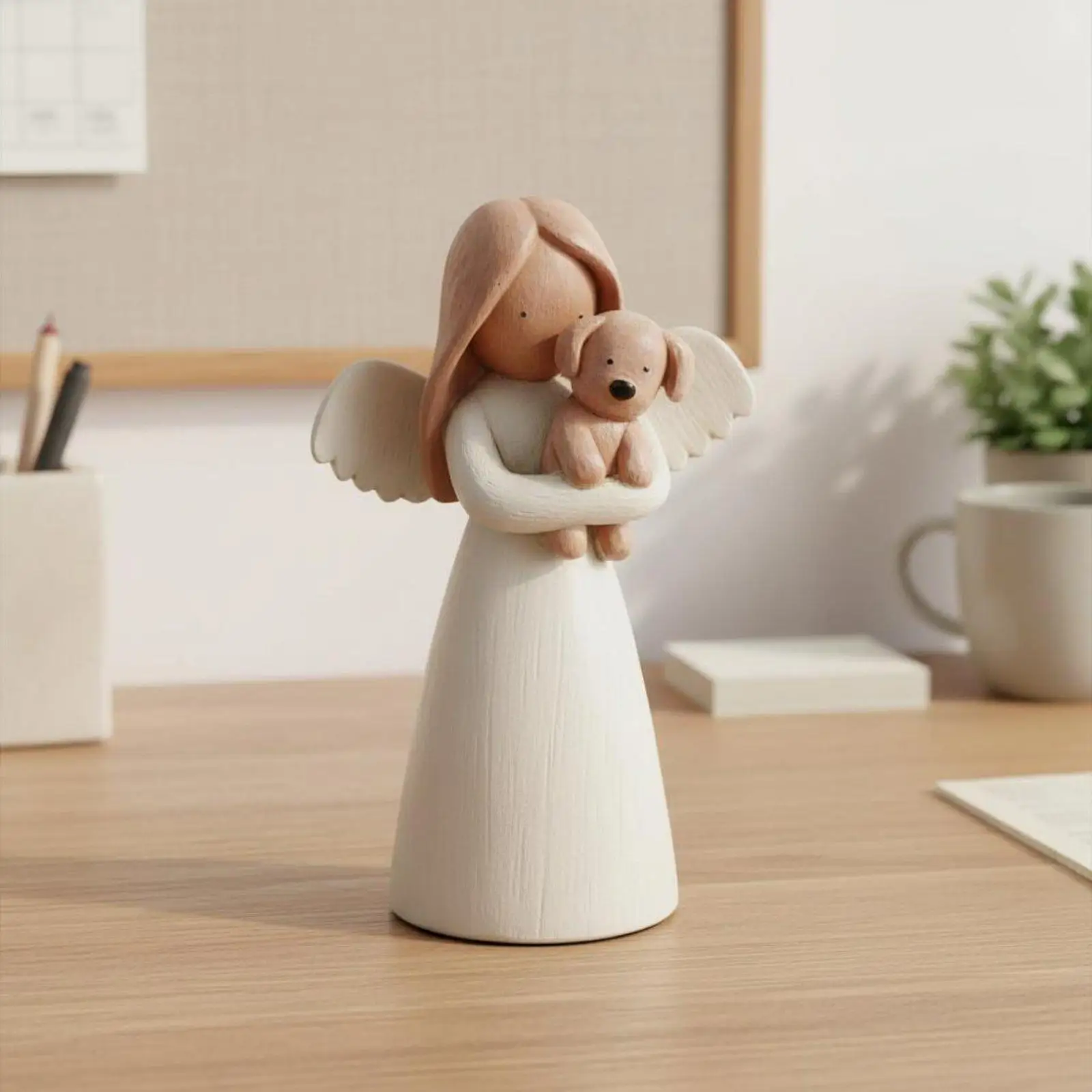 Resin Figurine Handcrafted Angel Dog Memorial Ornament Aesthetic Decoration for Living Room Bedroom Shelf Home Decor