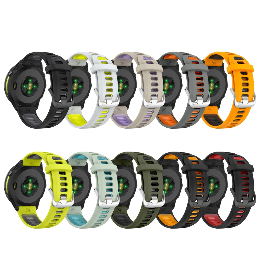 Sports Two-Tone Silicone Strap For Garmin Forerunner 970 965 955 Solar 945 935 745 Wristband Bracelet Watchband Accessories