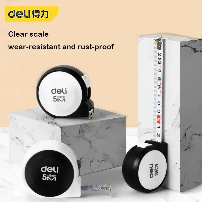 Deli 3/5M High Precision Steel Tape Measure Retractable System Auto Lock Tape Measures Multifunction Woodworking Measuring Tools