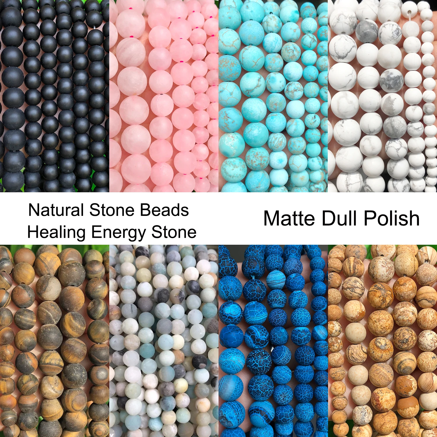Aa Naturstein matt Tigerauge Rose Quarz Howlite runde lose Spacer Perlen für Schmuck machen DIY Geschenk Armband Halskette 15''