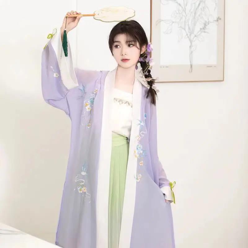 4pcs Set Chinese Hanfu Graduation Inspired Clothing Traditional Ancient Outfit Daily Women Embroidery Chinese Costume Female