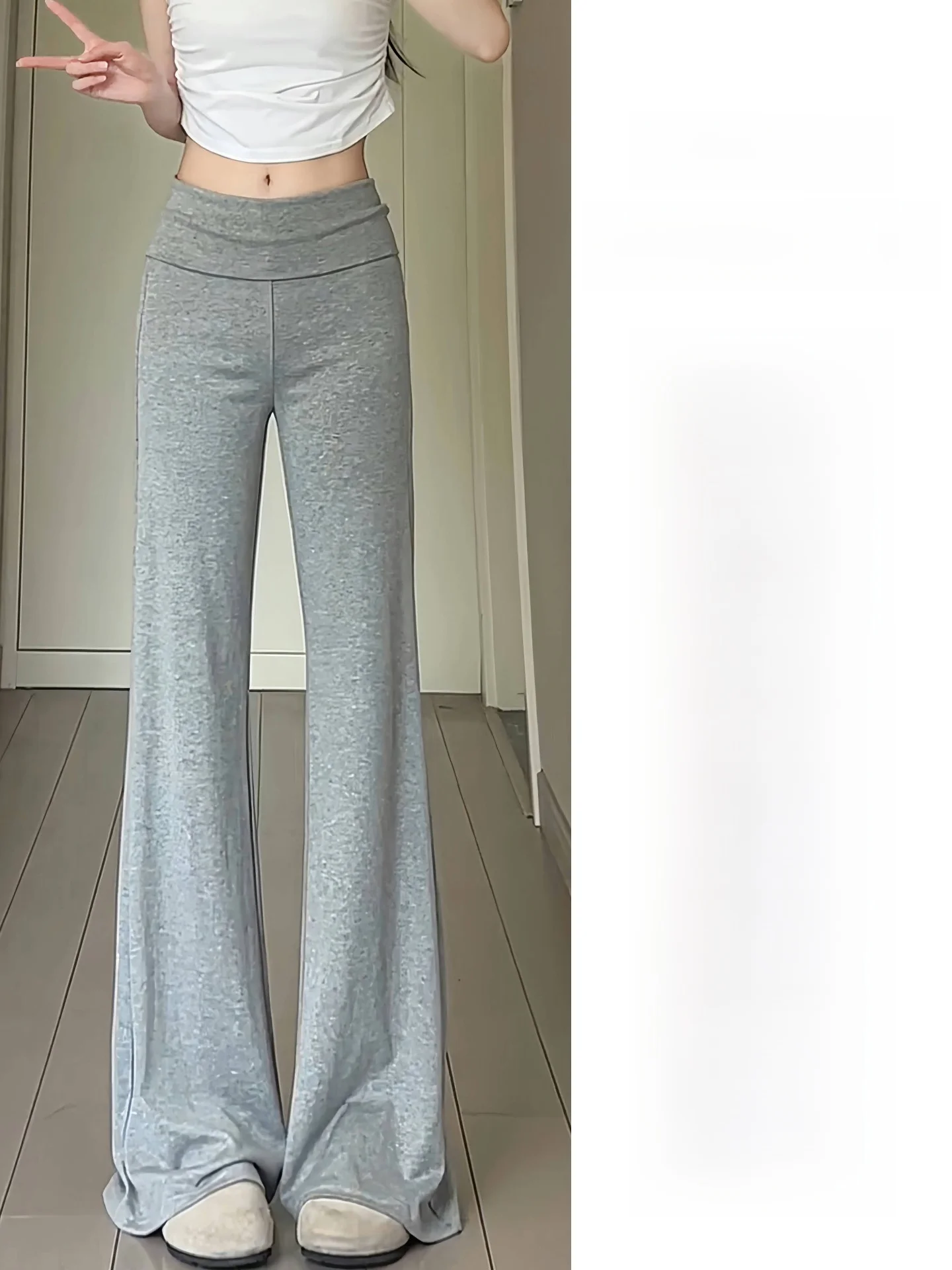 Low-Waist Bell Bot Pants Women's Summer Thin American Sle Casual Pants Skinny Women's Spor Sweatpants High Waist YFS