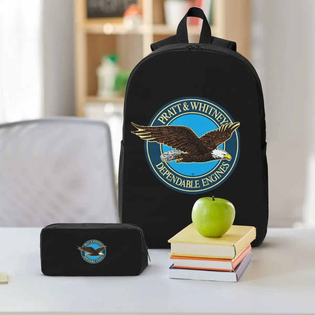 برات آند ويتني شعار محركات يمكن الاعتماد عليها على ظهره طالب بنين بنات BookBag حقيبة مدرسية 3ps معزول حقيبة الغداء مقلمة