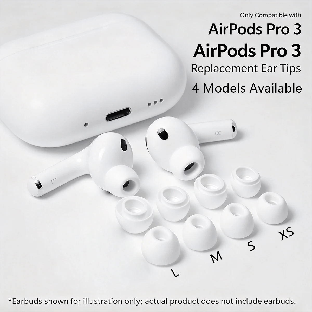 4 Pairs Soft Silicone Dust Filter Ear Tips for AirPods Pro 3 + 3-in-1 Cleaning Pen, Comfort Noise Reduction Earbud Cleaning Tool