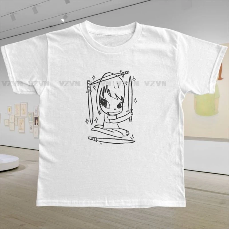 

y2k Kawaii Cartoon Graphic T-Shirt Slim Hip Hop Girls Summer Baby tee Short Sleeve Harajuku Streetwear O-neck White Tee