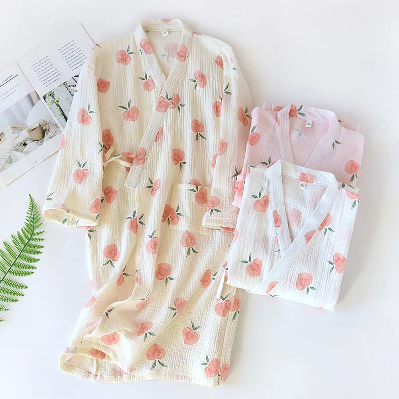 

Japanese-style Kimono Pajamas Summer New Elegant Gauze Pajamas Nightgown Ladies SPA Yukata Homewear Long Pajamas Women 2025