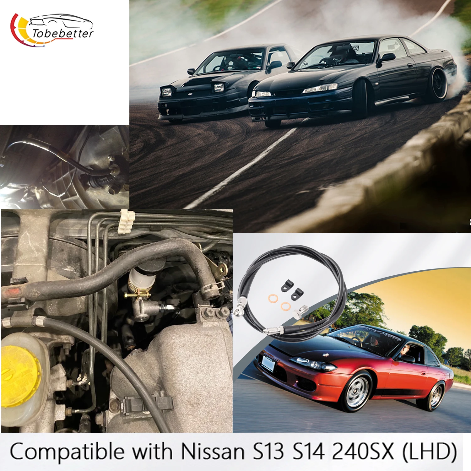 

Braided Clutch Line Kit with PTFE Inner Lining for 1988-1994 Nissan Silvia S13 240SX (LHD) 1993-1999 Nissan S14 240SX (LHD)