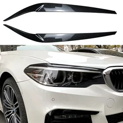 2PCS Front Headlight Eyelid Eyebrow Trims For BMW 5 Series G30/G31/G38/F90/M5/525I/530I/540I 2017-2021 Black Exterior Part