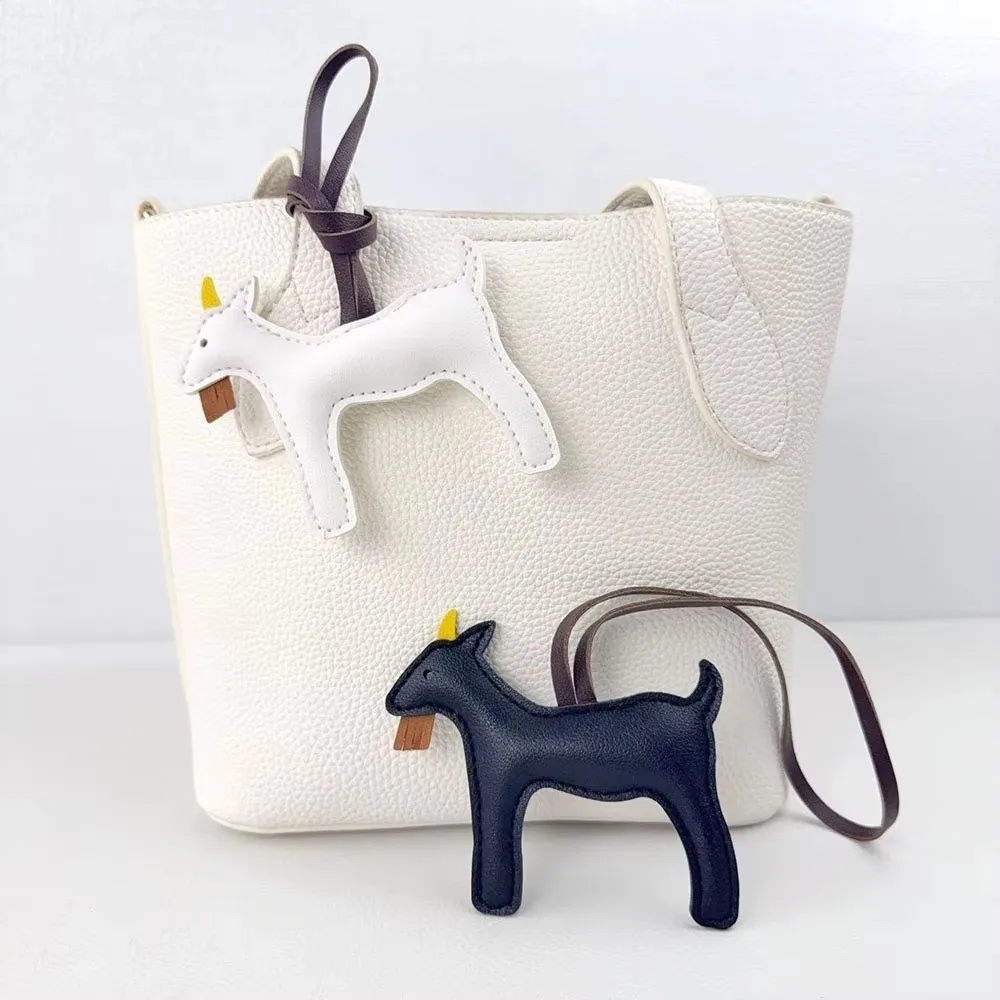 Portable Goat Bag Charm Hanging Design PU Leather Leather Bag Pendant Decorative Animal Key Ring Sheep Keychain