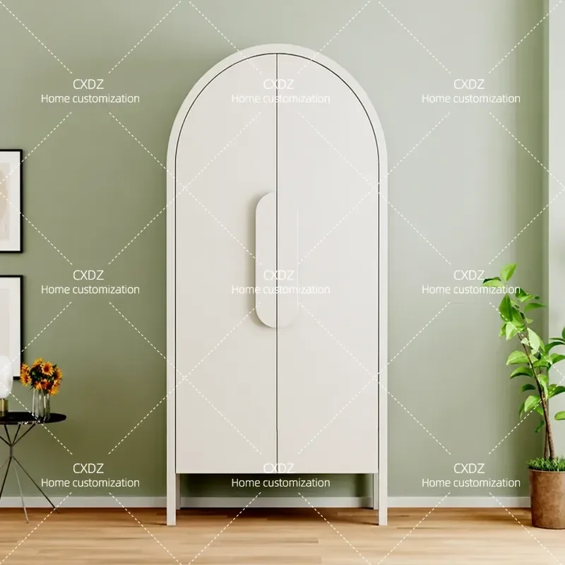 Nordic Solid Wood Wardrobe Simple Double Door Coat Cabinet Modern Bedroom Storage Multi-functional Locker