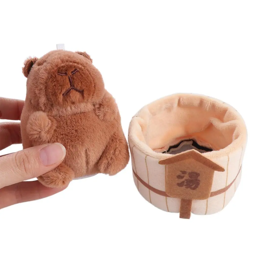 Funny Japanese Style Capybara Keychain Bathtub Hot Spring Cartoon Doll Pendant Leisurely Charms Car Keyring Boy