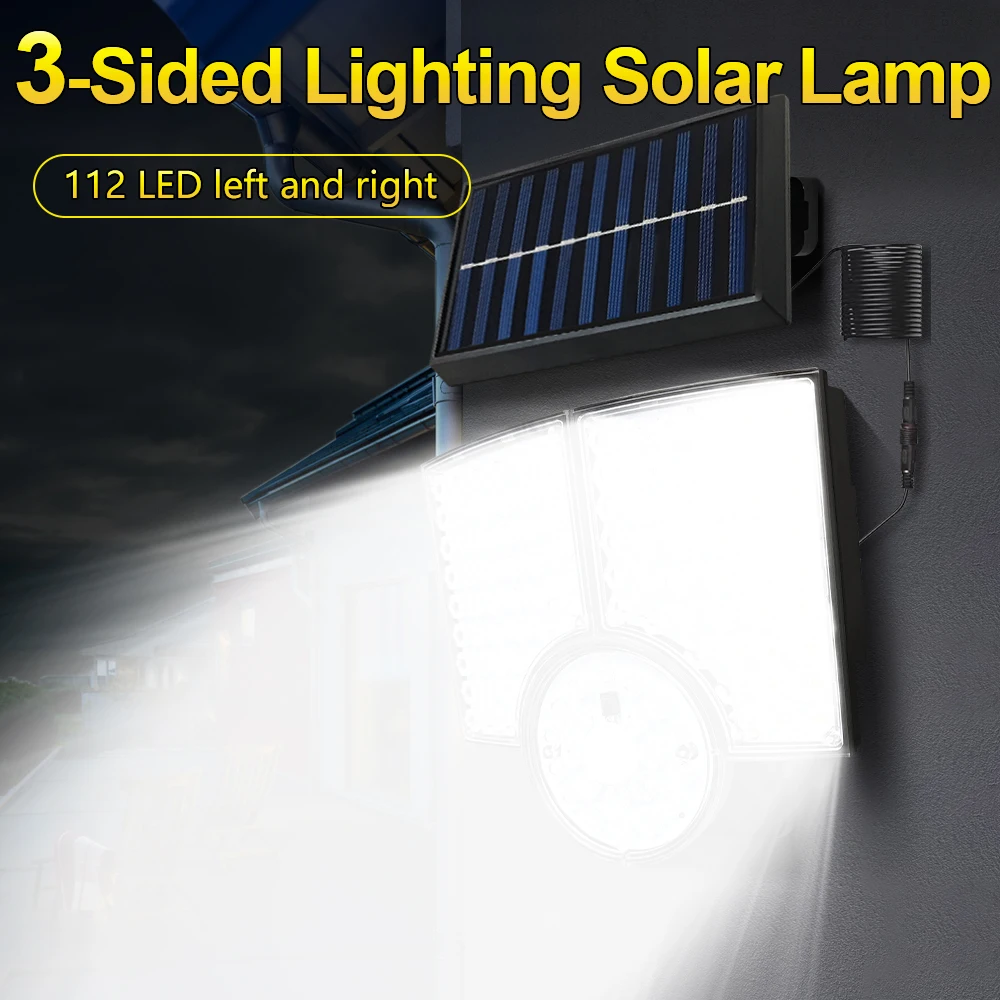 

3-Sided Lighting Solar Lamp Outdoor LED Waterproof Solar Street Light Intelligent Motion Sensor Light Garden Balcony Street Lamp