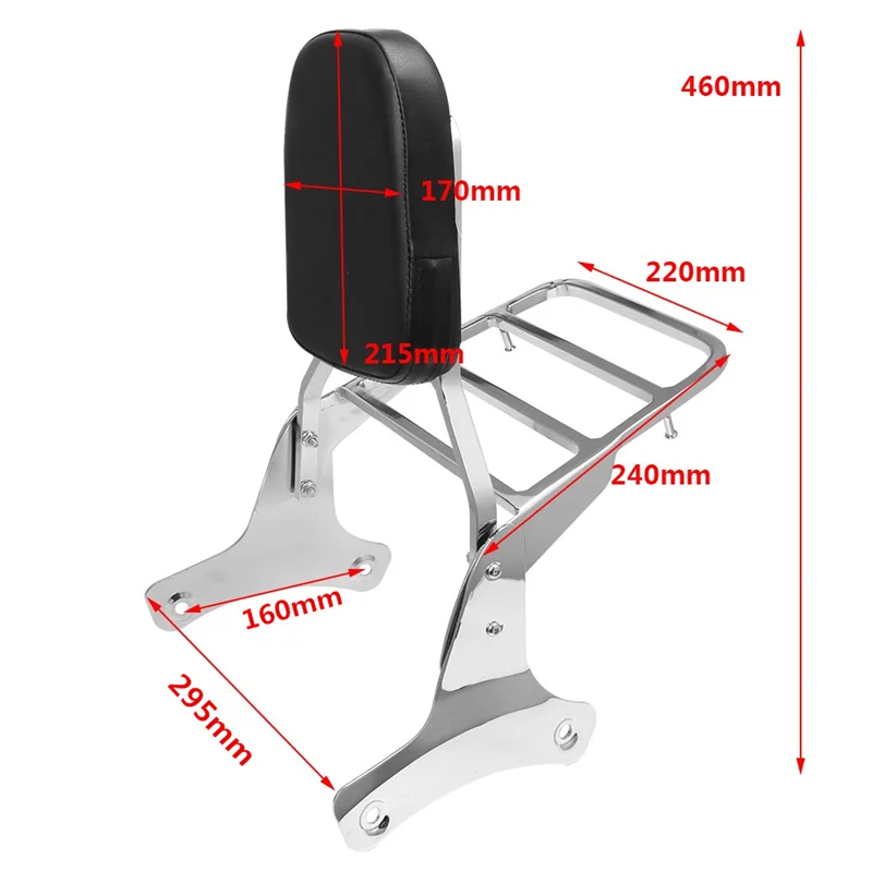 Motorcycle Passenger Backrest Sissy Bar Luggage Rack For HONDA Shadow ACE 400 750 VT400 VT750 VT 400 750 1997-2003