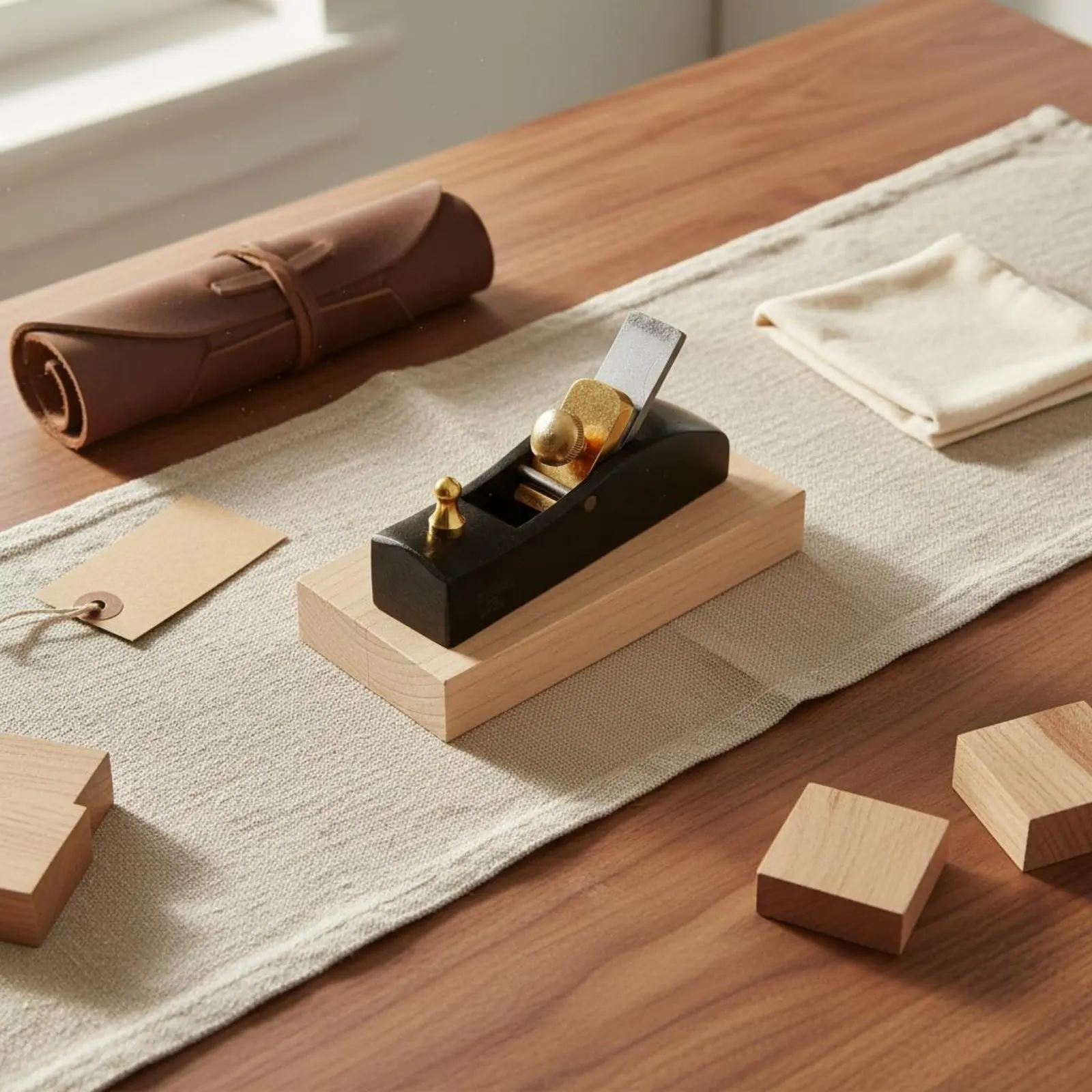 Small Compact Plane Brass Fittings Ebony Wood Plane Hand Planer Long-Lasting Easy Adjustment for Hobbyists, Workshop