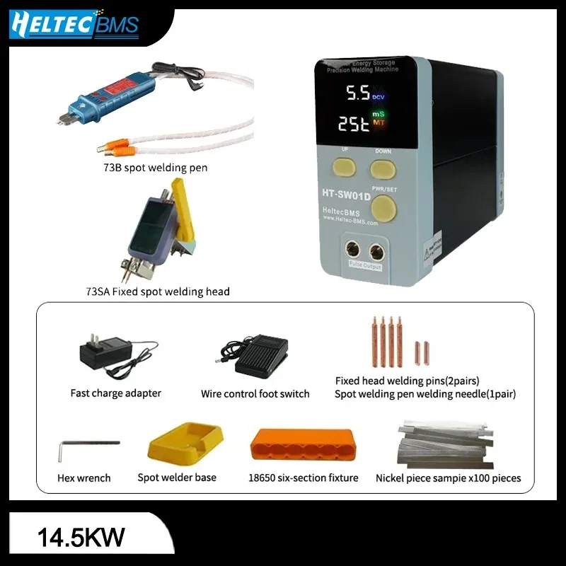 Heltec HT-SW01D Capacitor Energy Storage Spot Welder 12KW Peak 2500A Portable 18650 Lithium Battery DIY Nickel Strip Welding Machine Max 0.3mm Pure Nickel LED Display