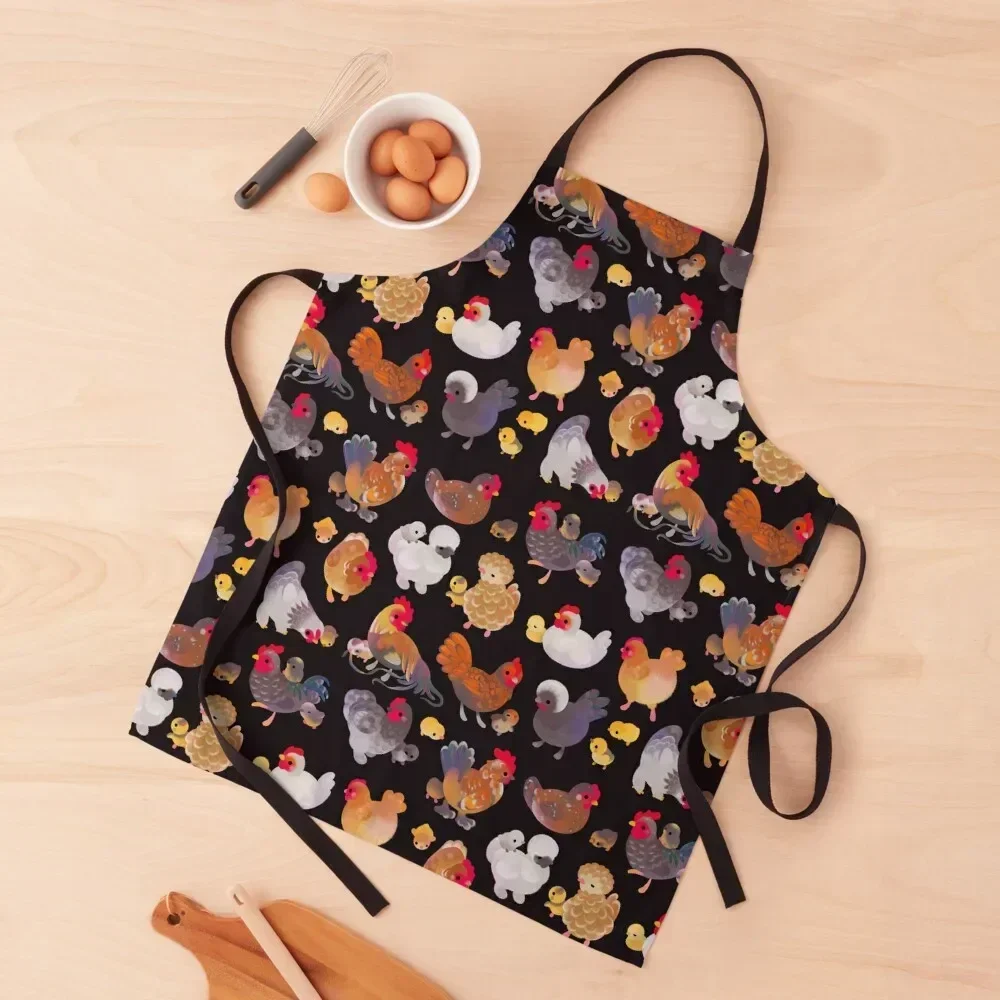 Chicken and Chick - dark Apron Waterproof Kitchen For Women Kitchen Front Ladies japanese woman Apron