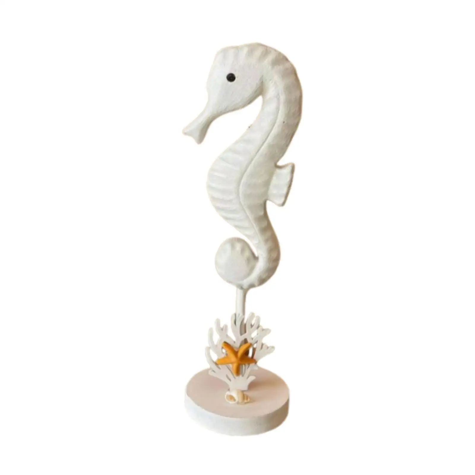 Seahorse Wooden Figurines Coastal Decor Nautical Beach House Sculpture Modern Decoration Statuette for Ocean Room