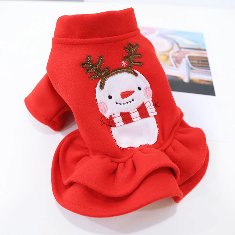 

Dog Christmas Skirt Red Size L Snowman Print Cute Puppy Skirt Pet Clothes Durable for Walking Jogging Outdoors
