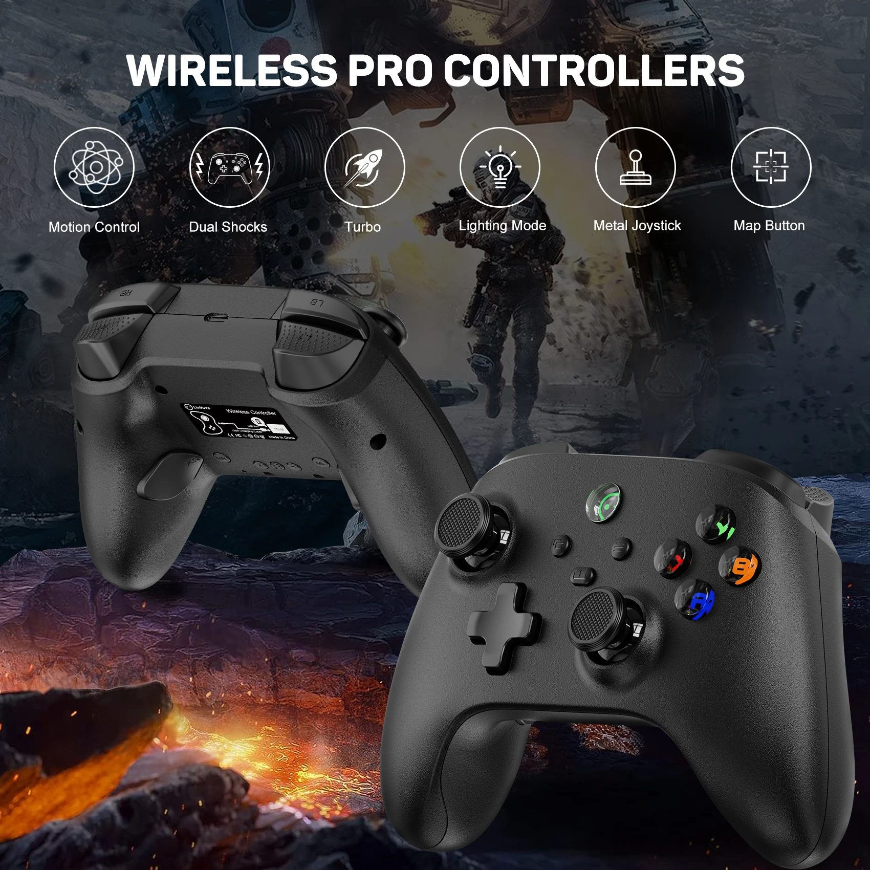 Controller Wireless linyovo per auto Switch/PC/IOS/Android/Tesla, con vibrazione, movimento, Turbo, Joystick in metallo e luce a LED