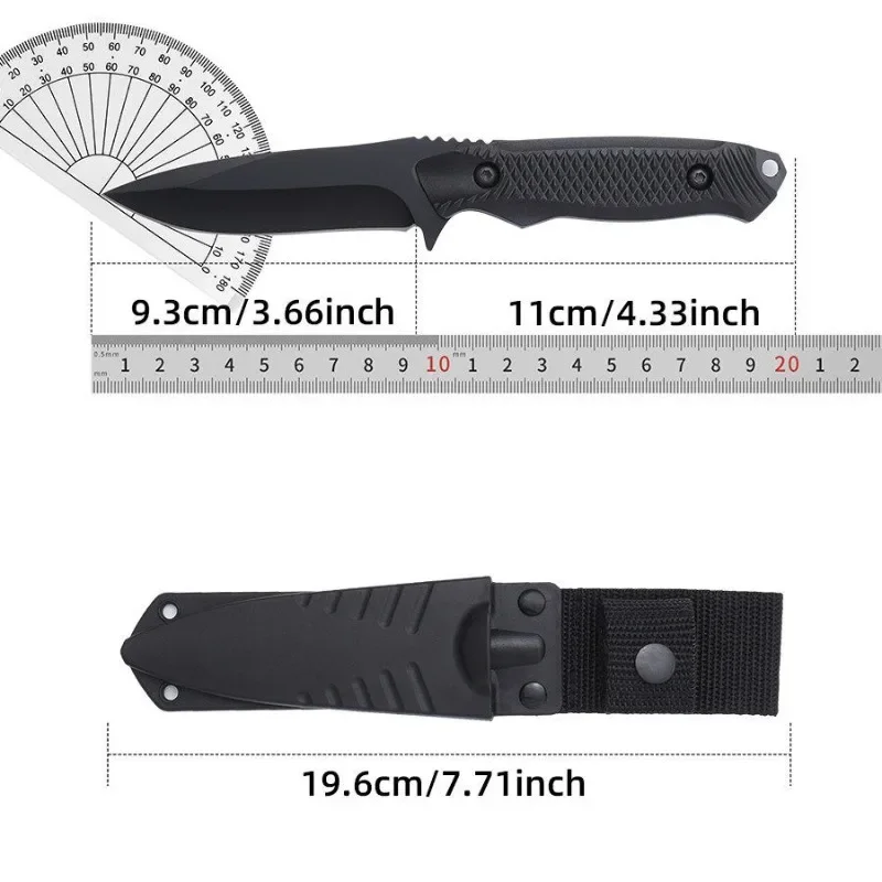 Edelstahl-Outdoor-Messer mit geradem Griff, tragbares Messer für Camping, Holzhacken und Überlebenssituationen – Detail 6