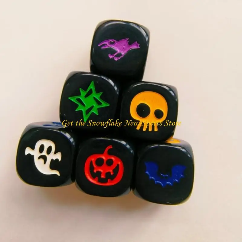 E56D 10 Pcs Six Sided Dices Acrylic Dices Table Game Dices Halloween Pumpkin Dices