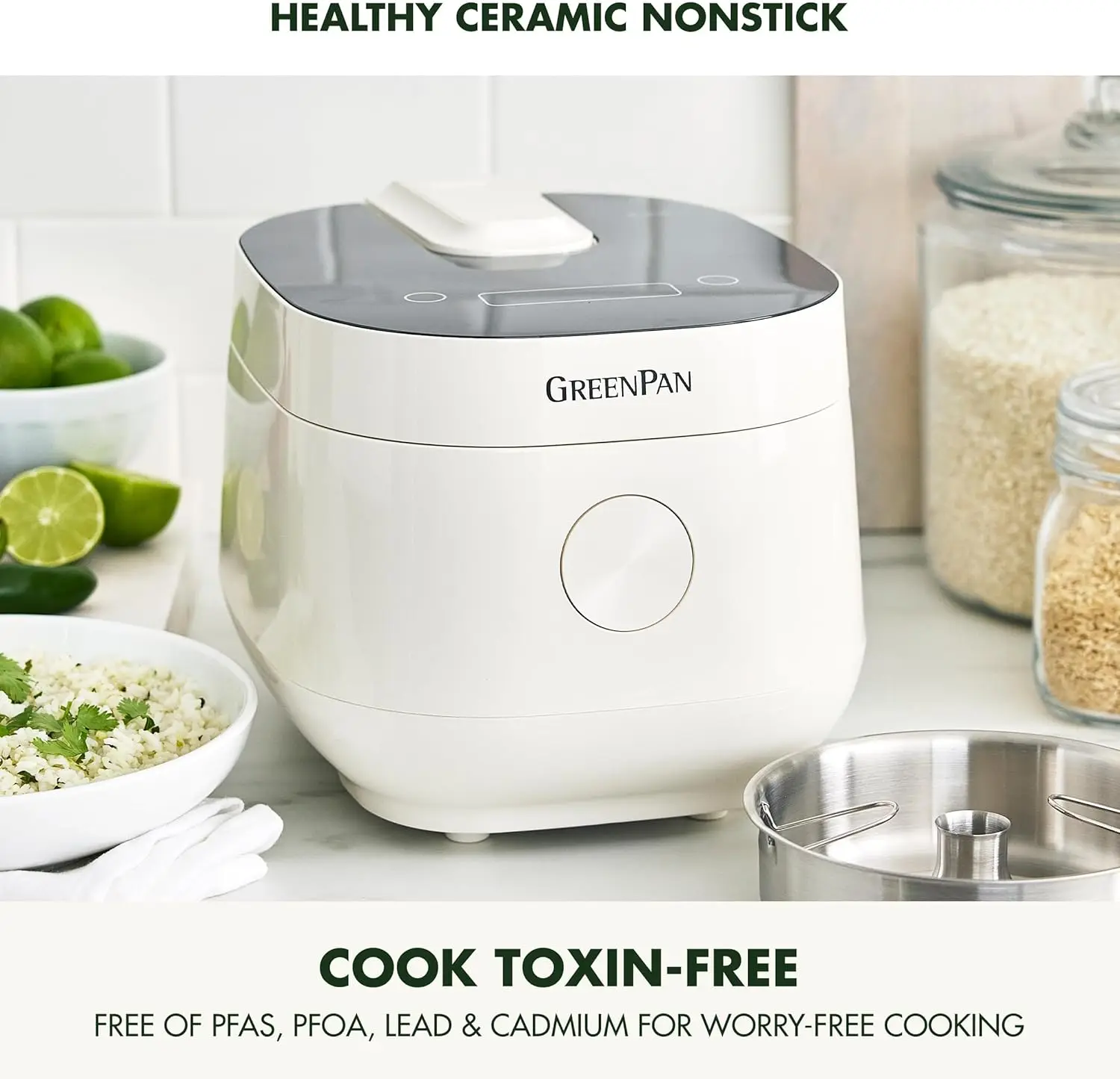 Carb Reducing Electric Rice Cooker, 4 Cups Uncooked/8 Cooked Rice, 10 Presets, LED Display, Healthier Meals, Delay Time