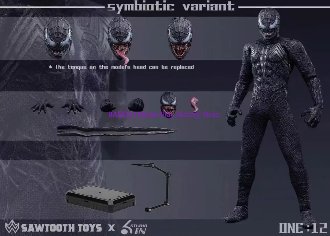 Auf Lager: 6-Zoll & Sawtooth Spielzeug 1/12 Maßstab Venom Spider-Man Symbiotische Variante Actionfigur Anime-Modell Trendige Spielzeuge Desktop-Puppe