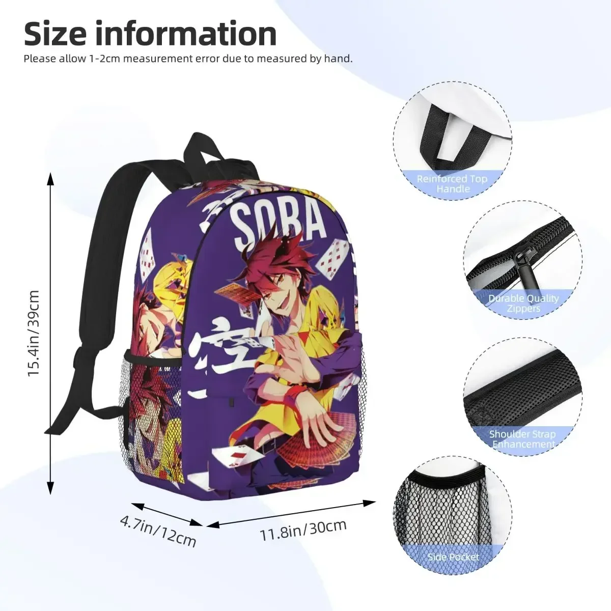 No Game No Life Anime Cartoon Backpack Hot Sale Daypack Large Capacity Boys Girls BookBag Shoulder Bags for Men Women School Bag