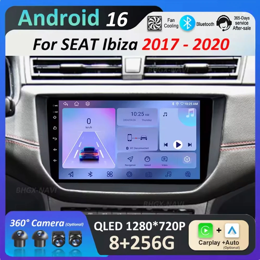 

for SEAT Ibiza 2017 2018 - 2020 Car Video Player Android 16 DSP Stereo Navigation GPS IPS QLED Touch Screen Bluetooth Head Unit