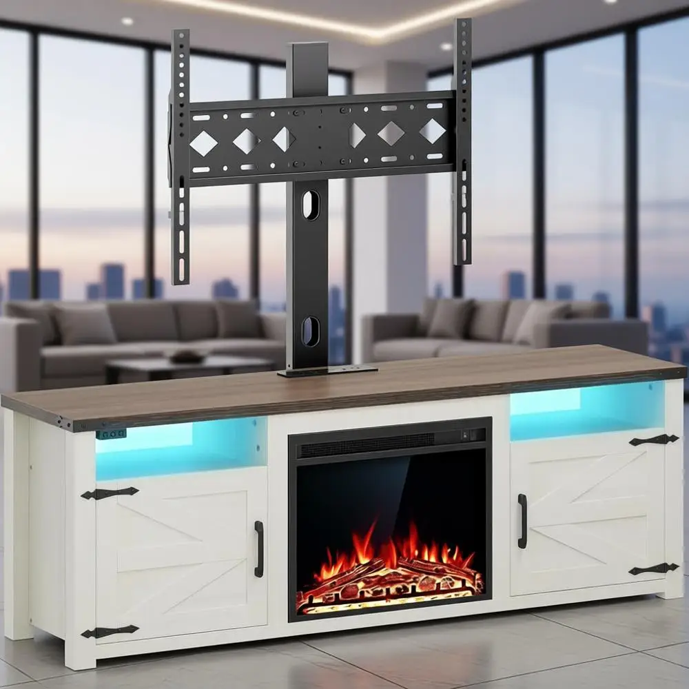 

Универсальная подставка для телевизоров 32-75 дюймов с LED-подсветкой и зарядной станцией, центр развлечений с местом для хранения для гостиной или спальни