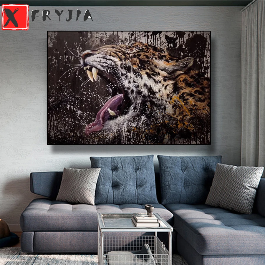 

Diamond Painting Abstract doodle animal art roaring tiger 5d Diamond Embroidery Full Diamond Mosaic Cross Stitch Decoration