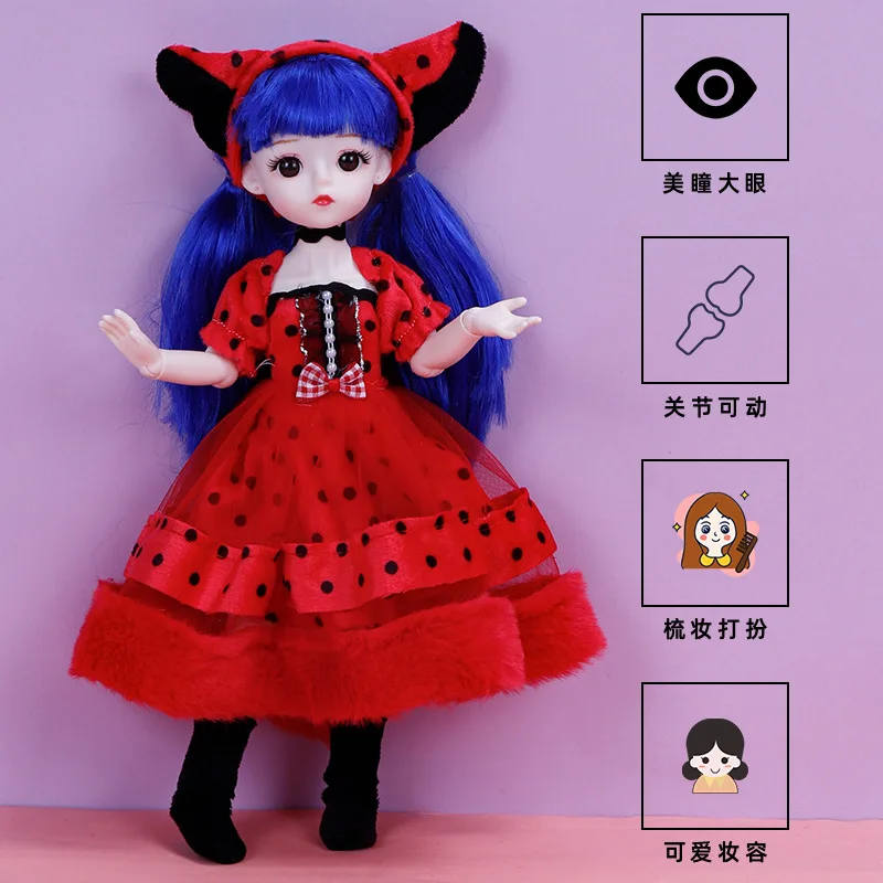 새로운 동물 옷 세트, 30cm Bjd 인형 1/6 패션 공주 봉제 드레스 신발, 메이크업 드레스 인형 장난감, 여아 어린이 선물,인형 인형옷 구체관절인형 장난감 미니어처 bjd 인형 키링 인형 인형 옷 인형 집 아기인형 관절인형 장난감 여자아이 아기장난감