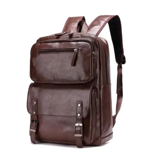 Vintage PU Leather Men Backpack Business Travel Backpacks Large Capacity Male Laptop Bag Fashion School Bags For Boys mochilas