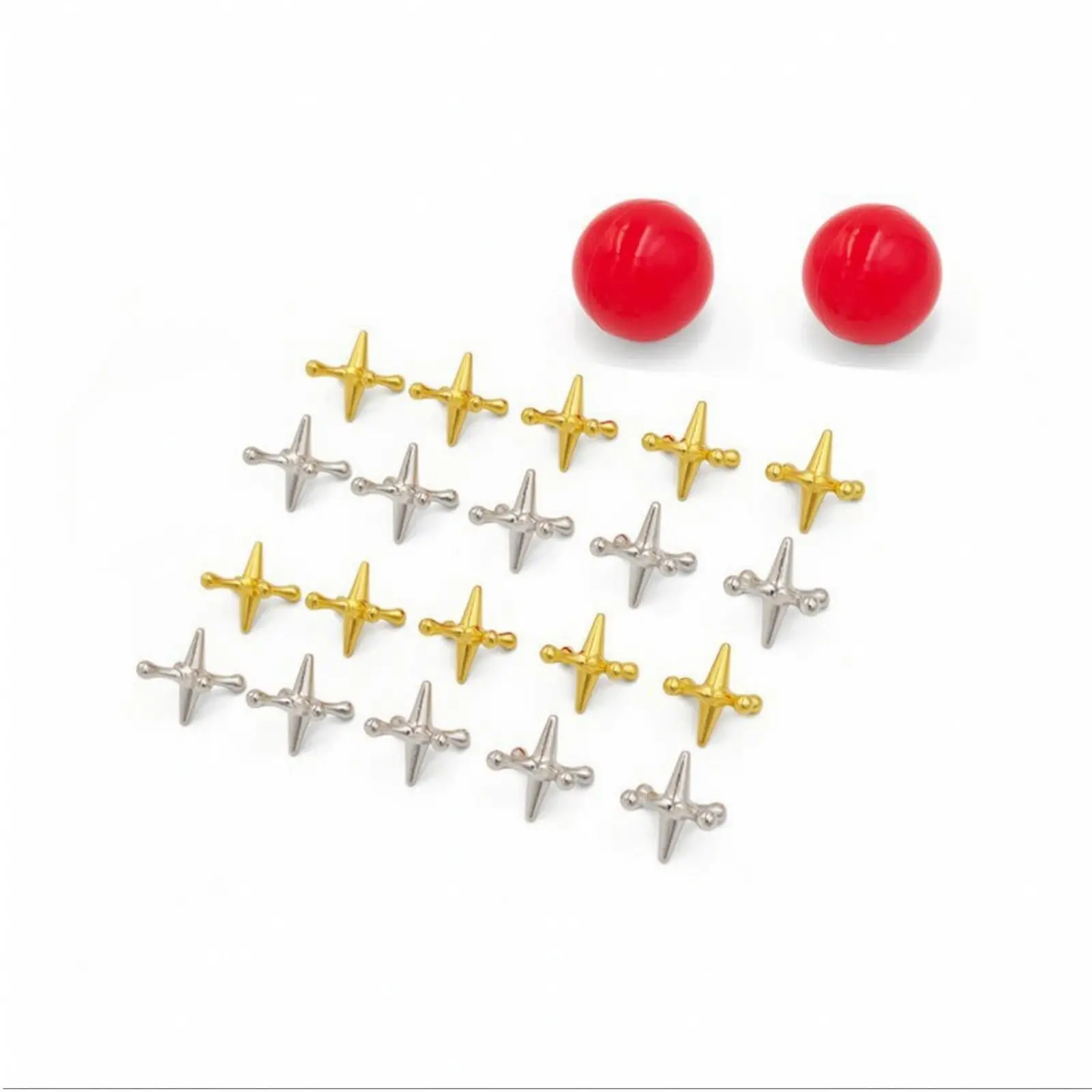 Classic Metal Jacks Game Set for Kids Hand Eye Coordination Skill Building Desktop Game with Silicone Balls
