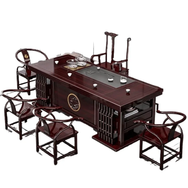 

rosewood, tea table and chair combination, Chinese style, full set, solid wood, living room, household