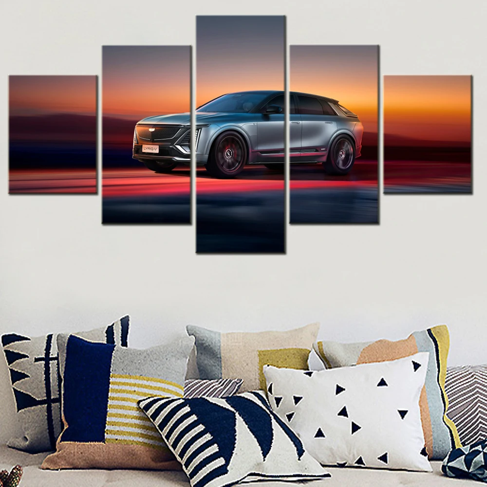 

5 Pieces Canvas Wall Arts Poster Paiting Cars Cadillac Lyriq-V 2025 Wallpaper home Decor Picture Printing Interior Artwork Mural